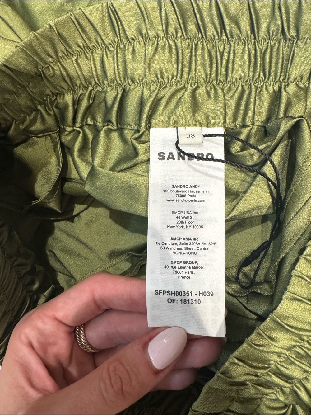 Sandro Green Satin Shorts - Picture 6 of 9